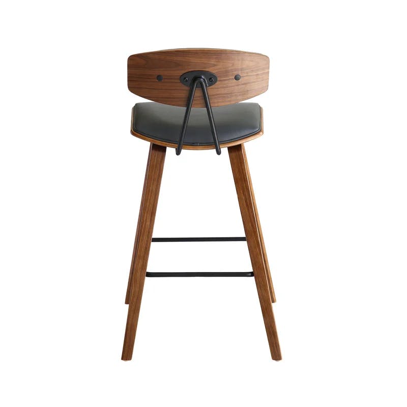 Fox 26'' Gray Faux Leather and Walnut Wood Counter Stool