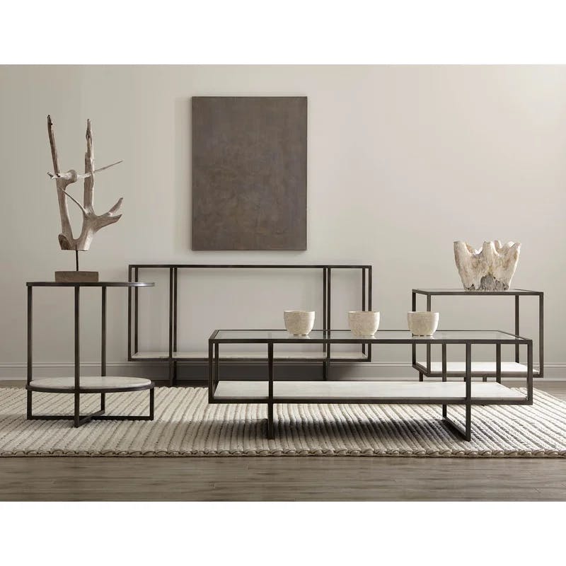 Harlow Transitional 60'' Brown and White Console Table with Storage