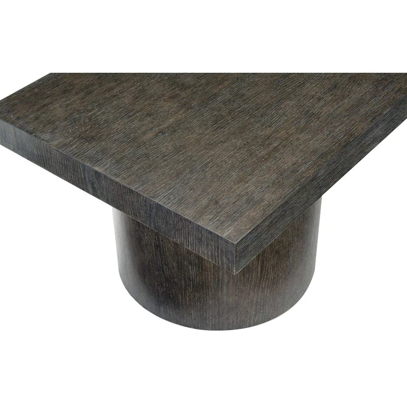 Linea Transitional Rectangular Oak Cocktail Table with Storage in Cerused Charcoal