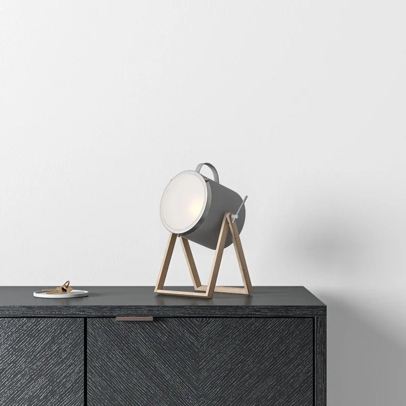 Sully Industrial Grey Desk Lamp with Natural Finishes