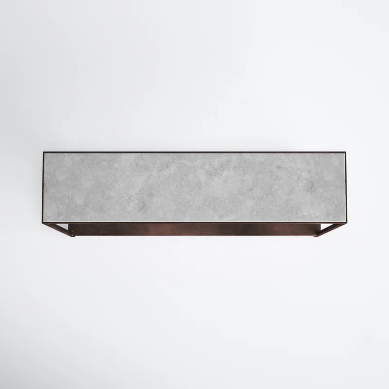 Henriette Contemporary 42'' Brown/White Marble & Metal Console Table with Storage