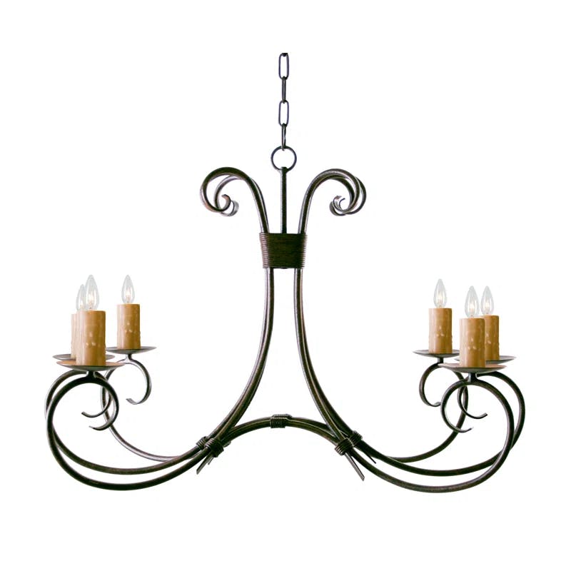 Rusty Nail 6-Light Empire Chandelier with Amber Faux Candlelights