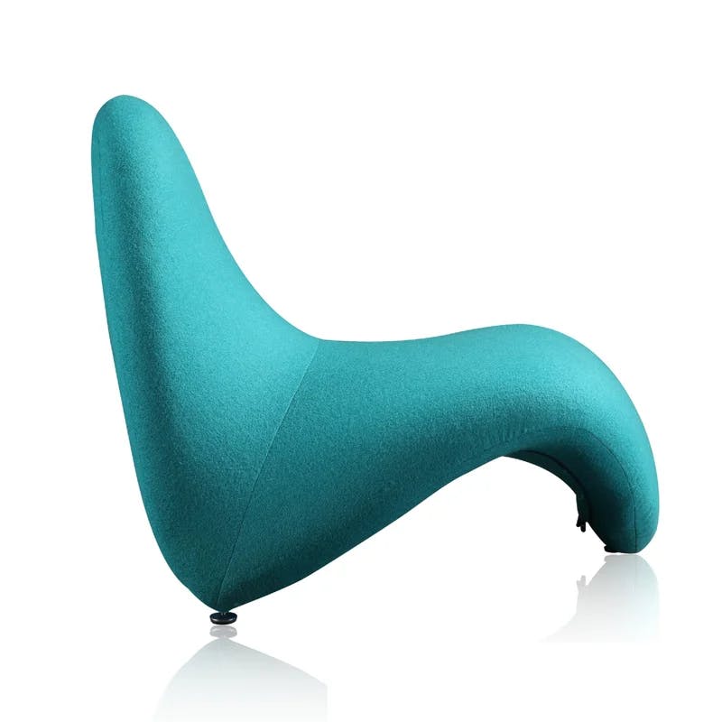 Sculptural Teal Wool Blend Geometric Metal Accent Chair
