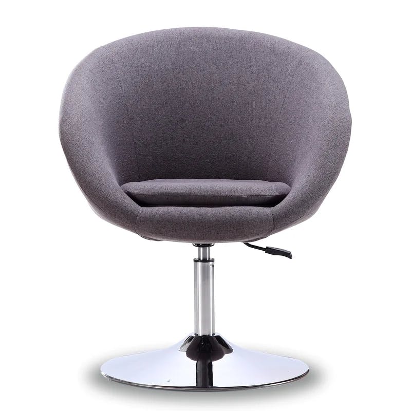 Hopper Minimalistic Gray Polyester Twill Swivel Chair with Chrome Base