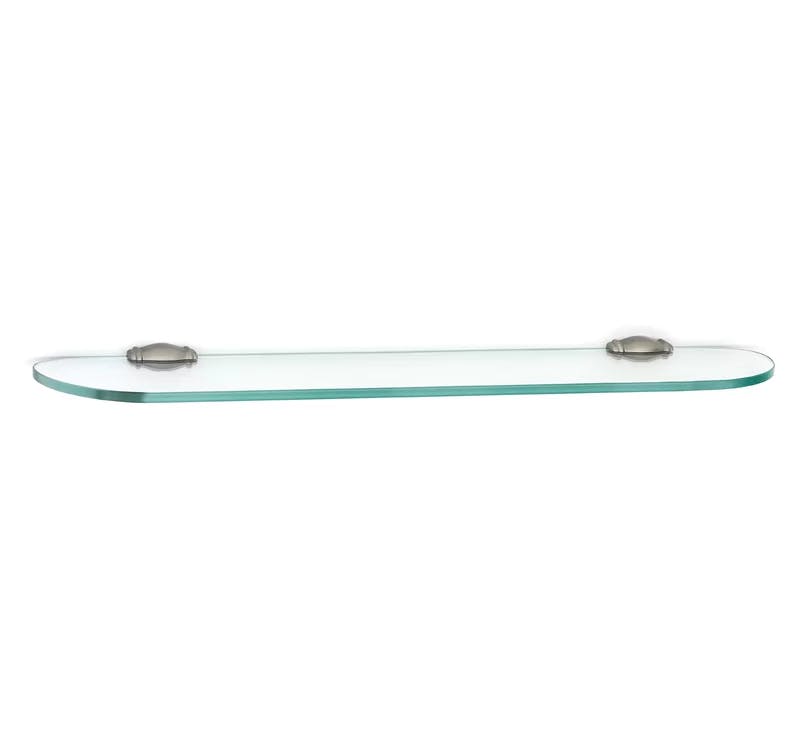 Sleek Satin Nickel Wall-Mounted Glass Shelf with Beveled Edge