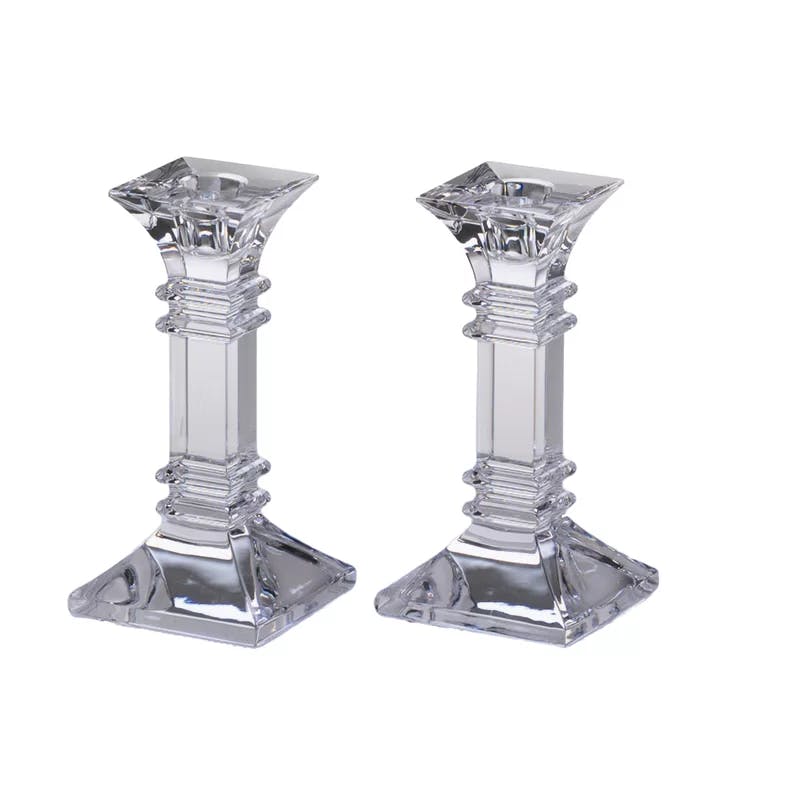 Treviso Elegance 6" Glass Tabletop Candlestick Duo