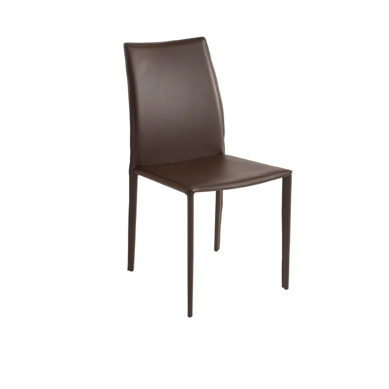 Contemporary Sienna Brown Faux Leather Parsons Side Chair