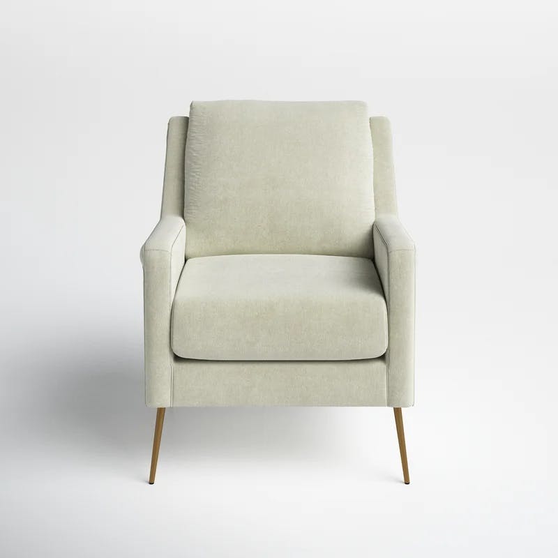 Mid-Century Modern Cream Accent Chair with Gold Legs