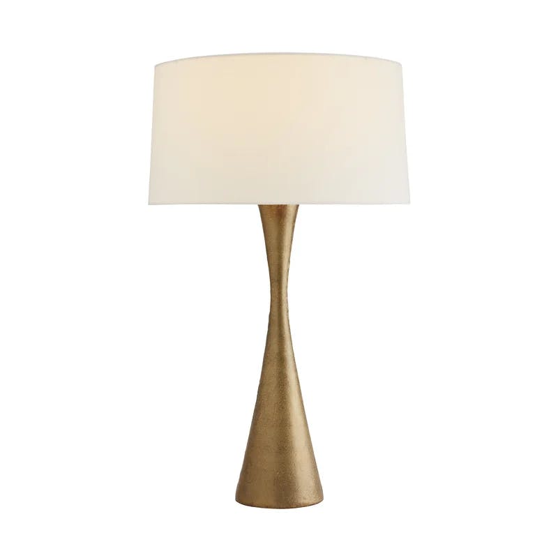 Narsi Antique Brass Tapered Table Lamp with Off-White Shade