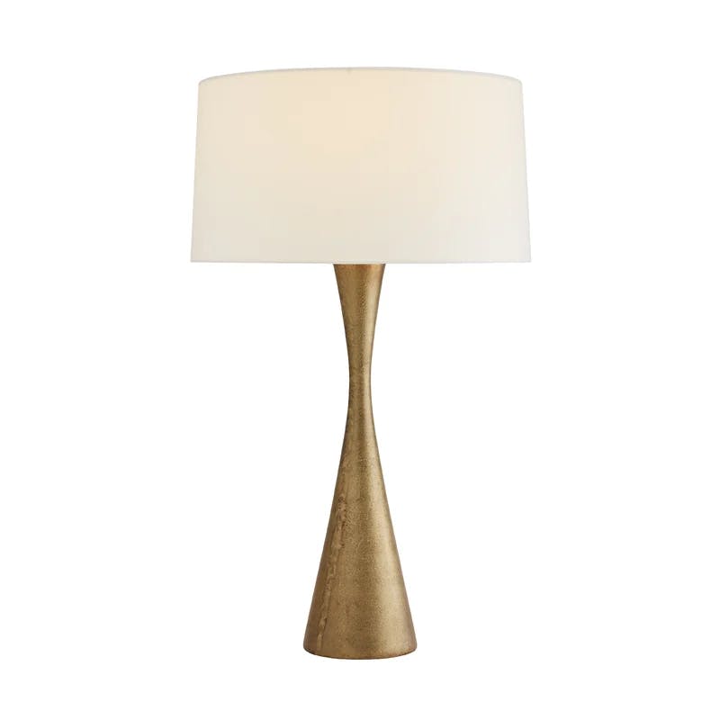 Narsi Antique Brass Tapered Table Lamp with Off-White Shade