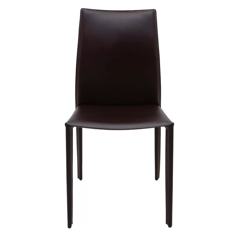 Contemporary Sienna Brown Faux Leather Parsons Side Chair