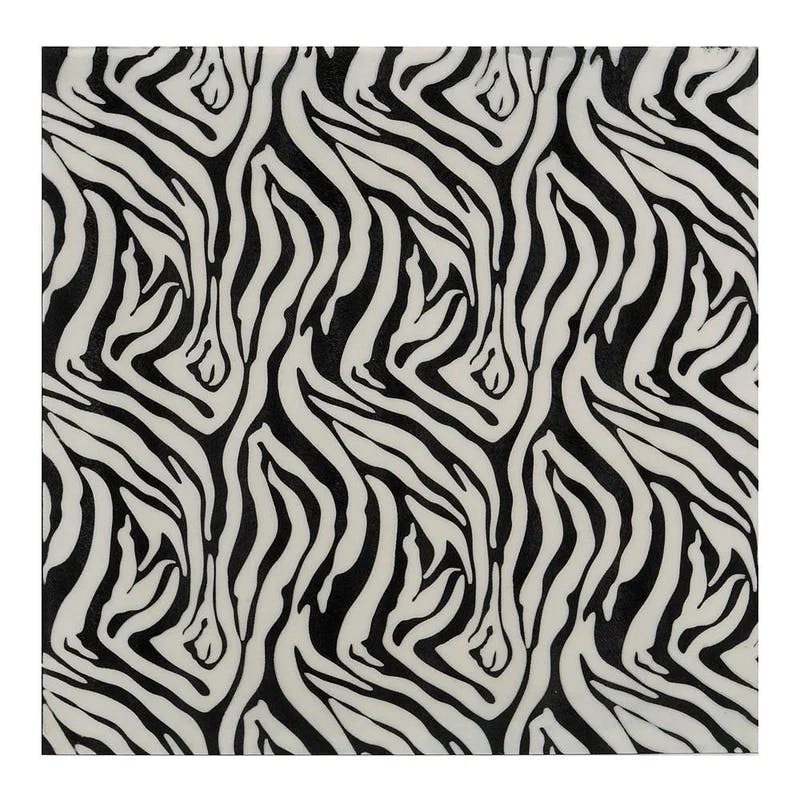 Zebra Essence 20'' Black & White Iron Faux Fur Wall Tile