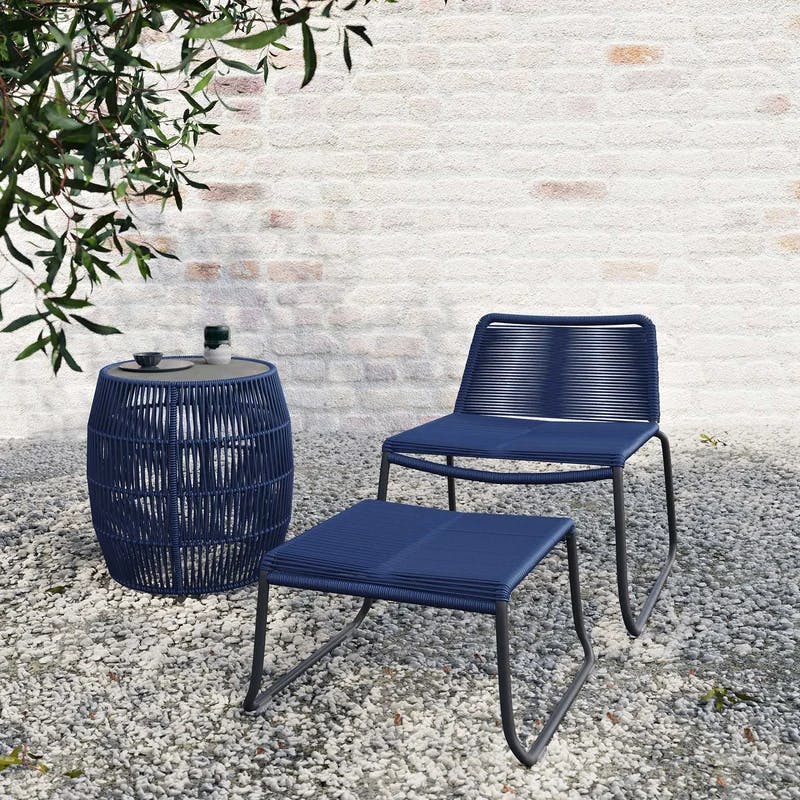 Barclay Blue Cord Weather-Resistant Lounge Chair and Ottoman