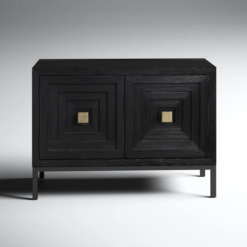 Elegant Dark Walnut Geometric 43" Storage Cabinet