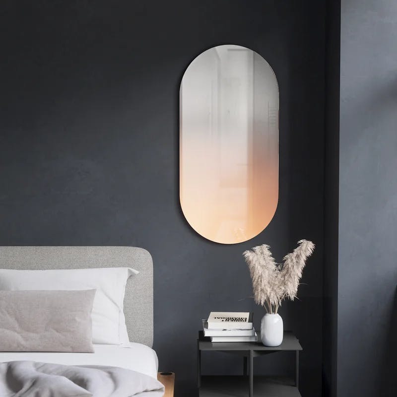 Full Length Frameless Oval Wall Mirror in Warm Copper