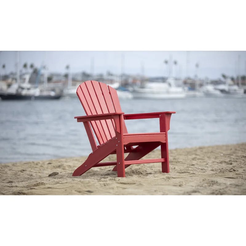 Hampton Red HDPE Traditional Adirondack Chair with Wide Armrests
