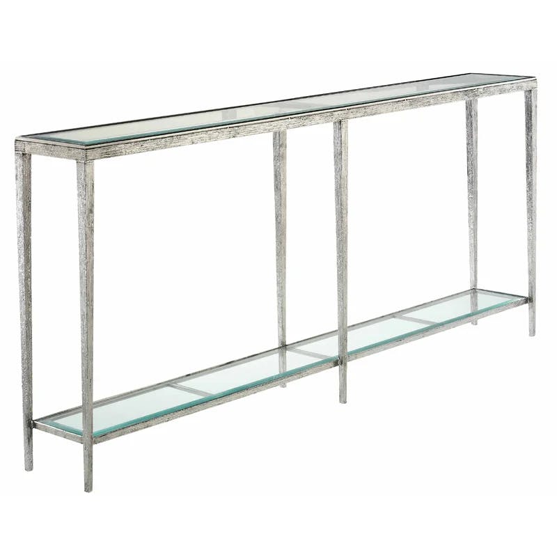 Jinx Nickel Finish 72'' Console Table with Glass Shelf