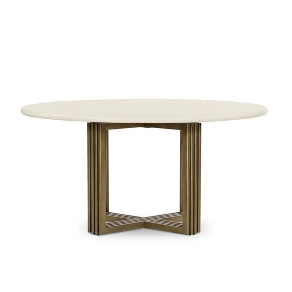 Mid-Century Modern 60'' Round Wood & Marble Dining Table