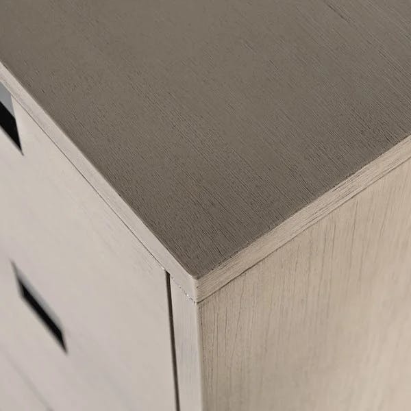 Modern Gray Acacia Veneer 5-Drawer Dresser with Iron Legs