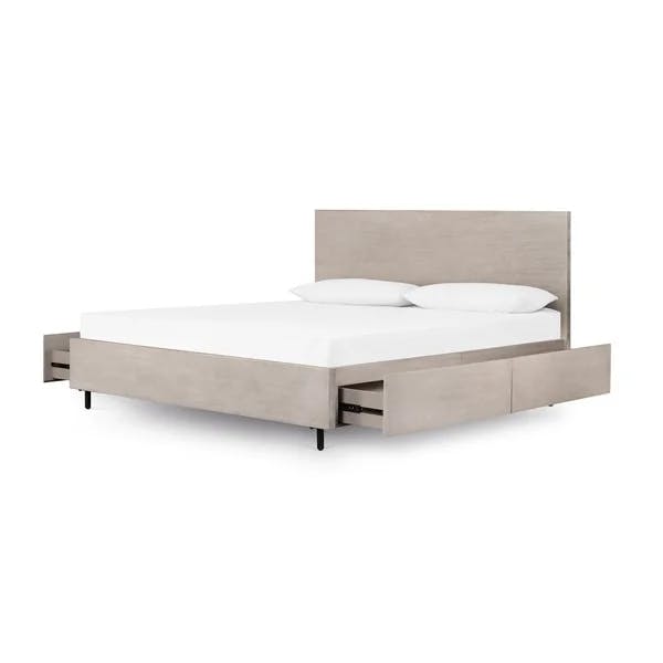 Contemporary Carly Queen Storage Bed with Metal Frame and Headboard