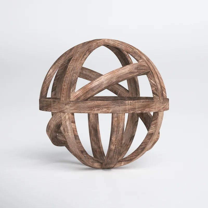 Ravello Contemporary Fir Wood 10" Decorative Orb