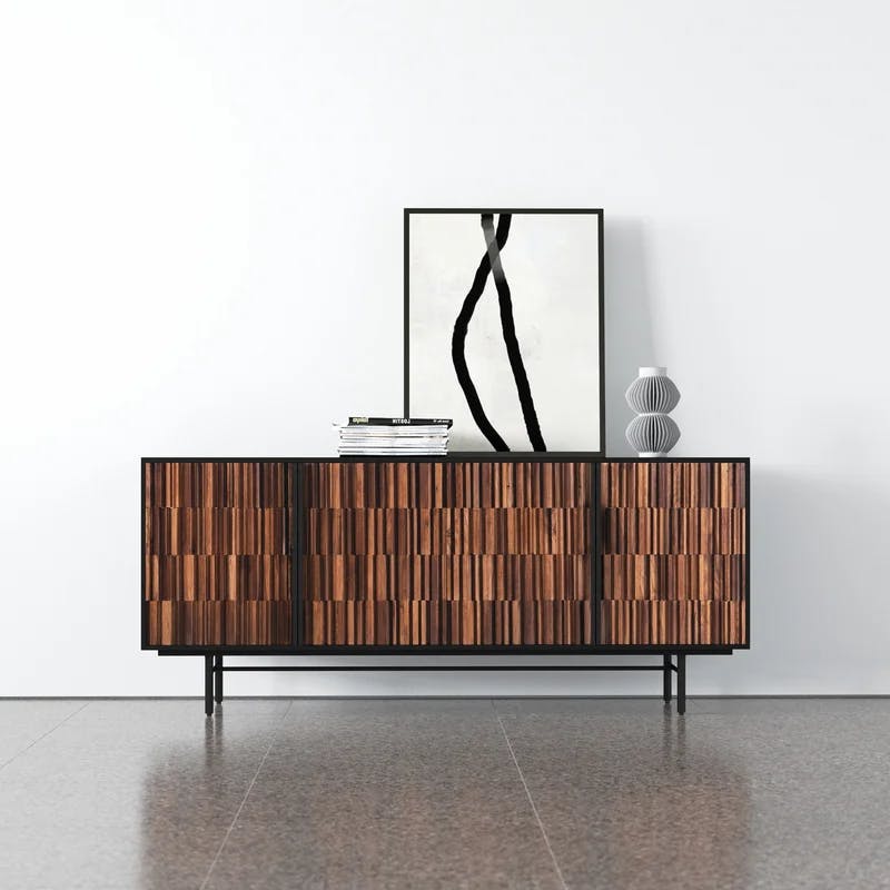 Riva Contemporary 68.5'' Black and Brown Rustic Sideboard