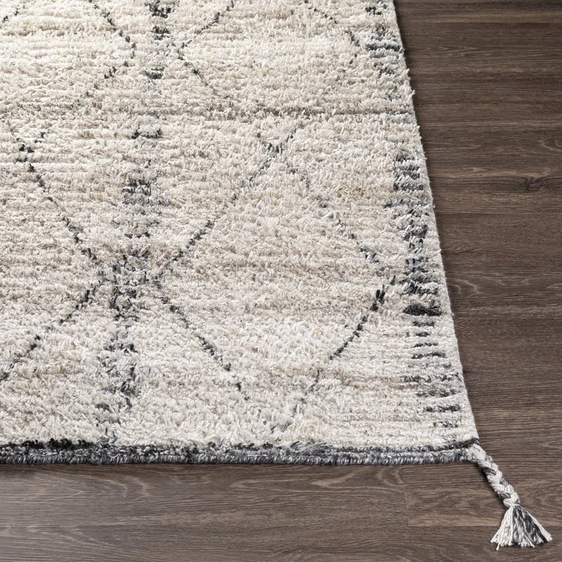 Modern Geometric Gray 2' x 3' Hand-Knotted Synthetic Area Rug