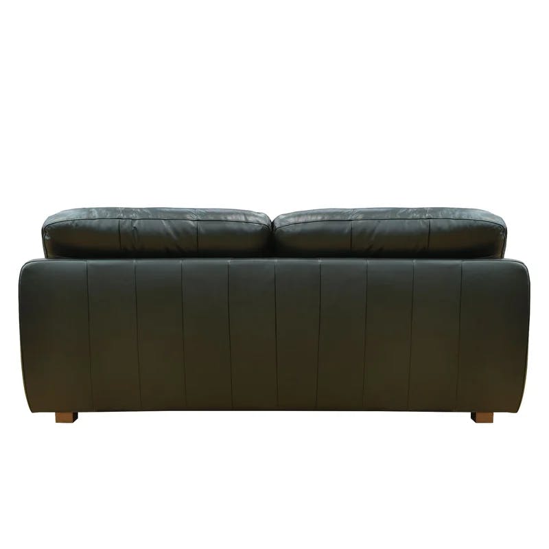 Jayson Transitional Black Top Grain Leather Sofa with Pillow-Top Arms