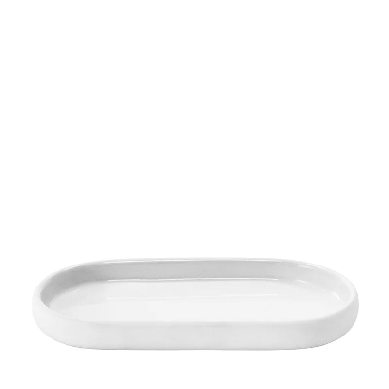 Sono Soft-Touch White Matte Oval Ceramic Bathroom Tray