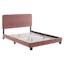 Dusty Rose Velvet Upholstered King Platform Bed with Tufted Headboard