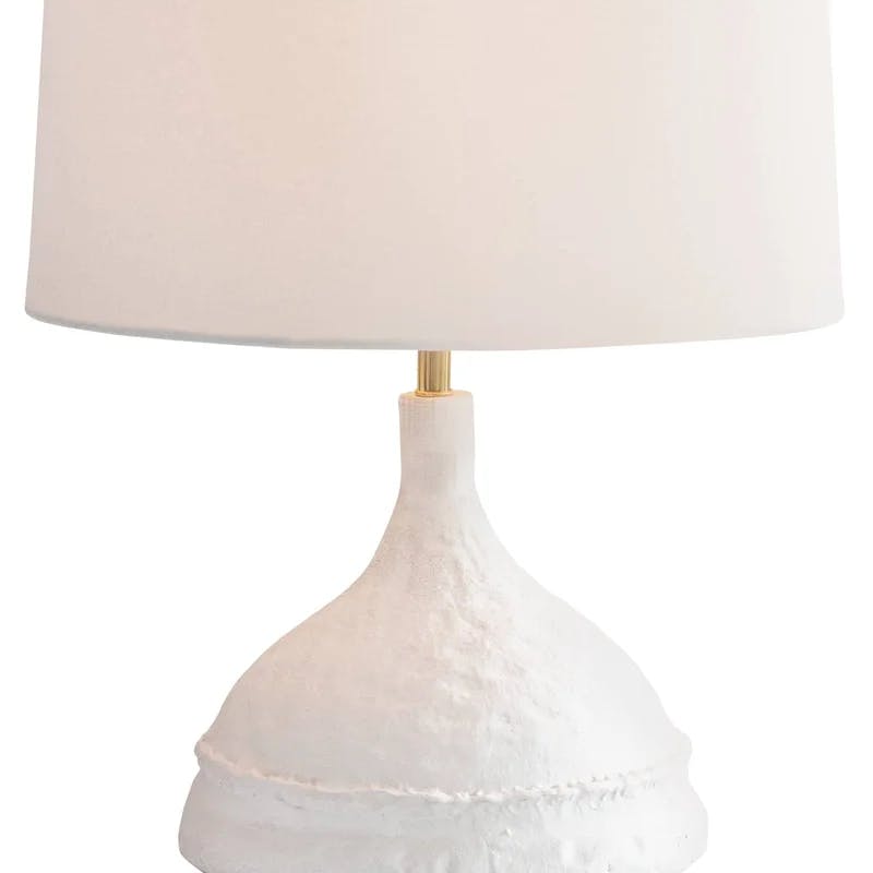 Riviera White Linen Shade Aluminum Table Lamp with 3-Way Switch