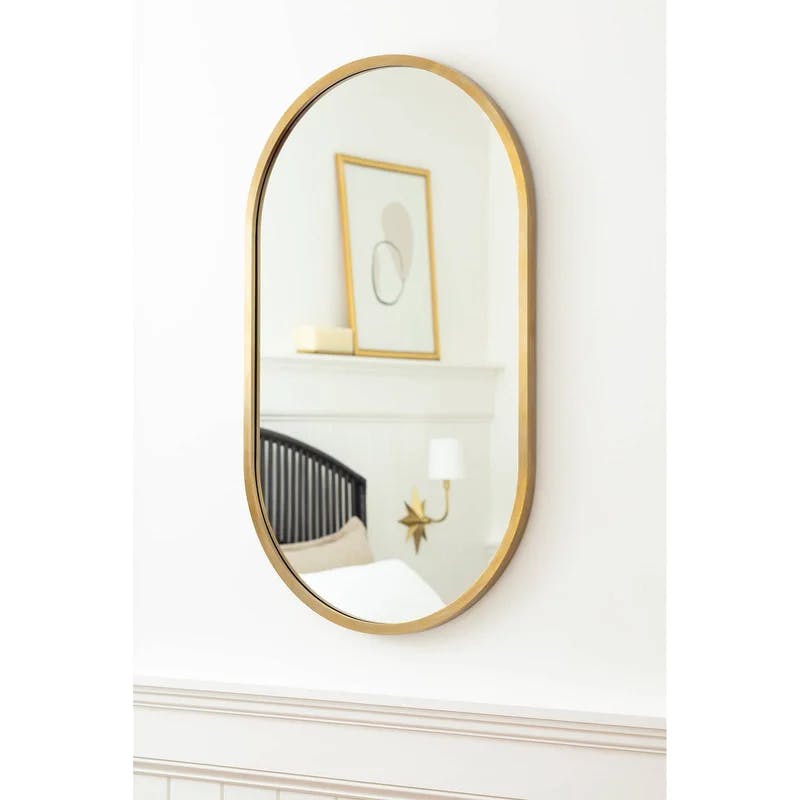 Canal Oval Natural Brass 40" Luxury Wall Mirror