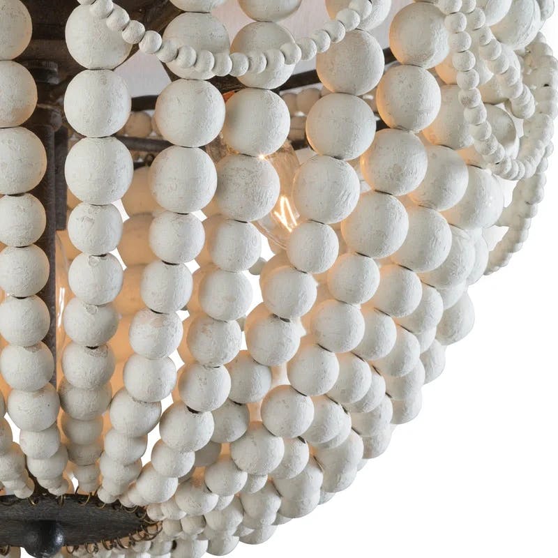 Malibu Modern 3-Light White Beaded Flushmount Ceiling Fixture