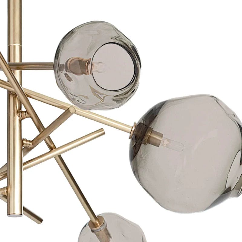 Regina Andrew 6-Light Sputnik Chandelier in Natural Brass with Smoke Glass Globes