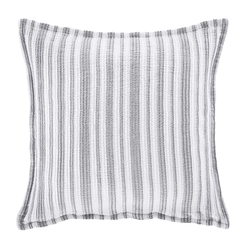 Coachella Crinkled Textured 100% Cotton Euro Sham in White and Soft Grey