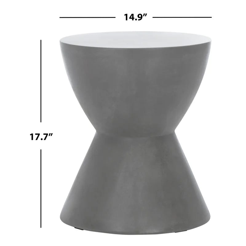 Athena Transitional Concrete Round Accent Table - Grays/Brown