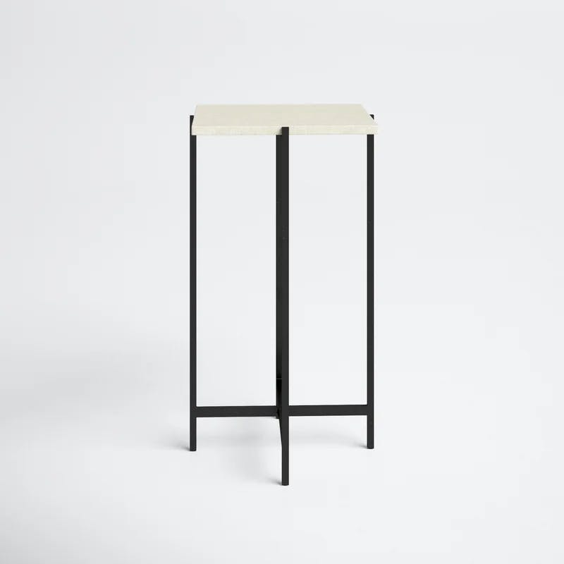 Modern Loft White Marble and Iron End Table