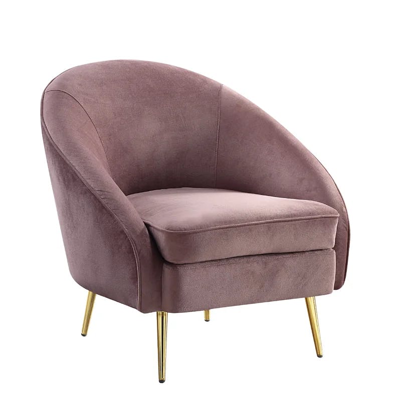 Elegant Pink Velvet Accent Chair with Gold Metal Legs