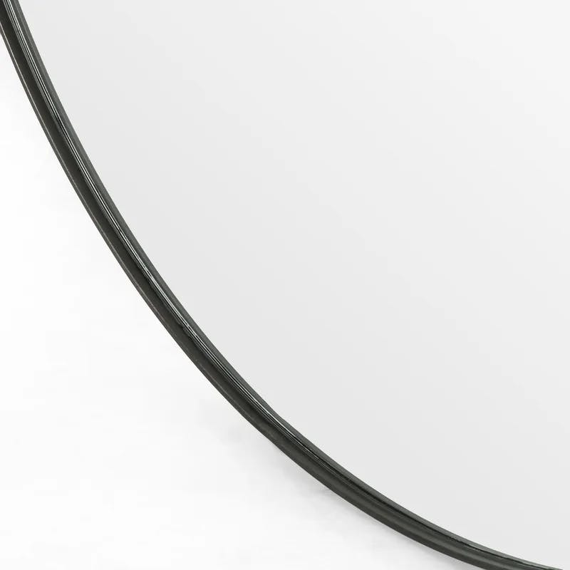 Leland 47'' Rustic Black Round Iron Wall Mirror