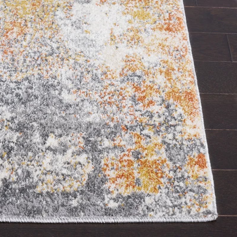 Aston Grey Gold Abstract Hand-Knotted Synthetic Area Rug - 3' x 5'