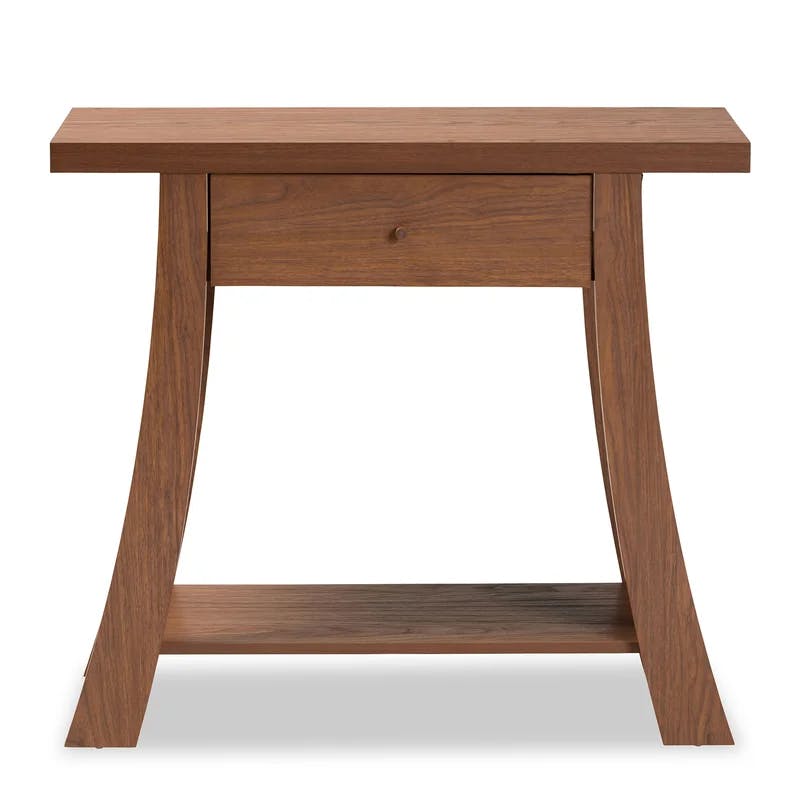 Herman Walnut Brown Wood Console Table with Storage
