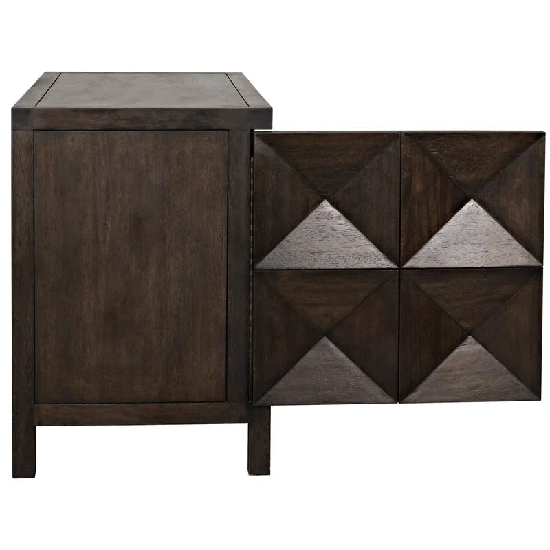 Aaran 52'' Ebony Walnut Concave Diamond Sideboard Cabinet
