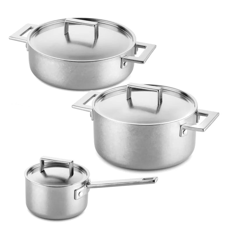 Attiva Elegance 6-Piece Stainless Steel Cookware Set with Aluminum Core