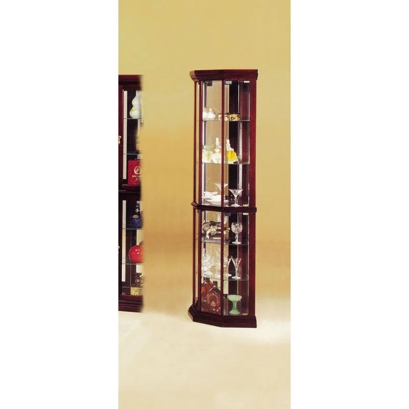 Huxley 16'' Cherry Wood and Glass Contemporary Curio Cabinet
