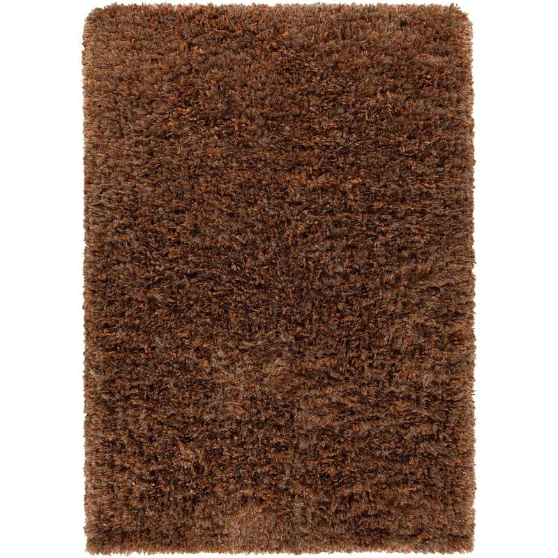 Diano Luxe Handwoven Shag Area Rug, Brown, 9' x 13'