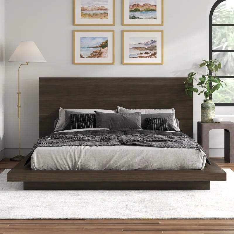 Melbourne Transitional Rustic Dark Pine California King Bed with Storage