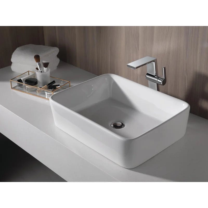 Sleek Modern Vessel Bathroom Faucet in Lumicoat Chrome