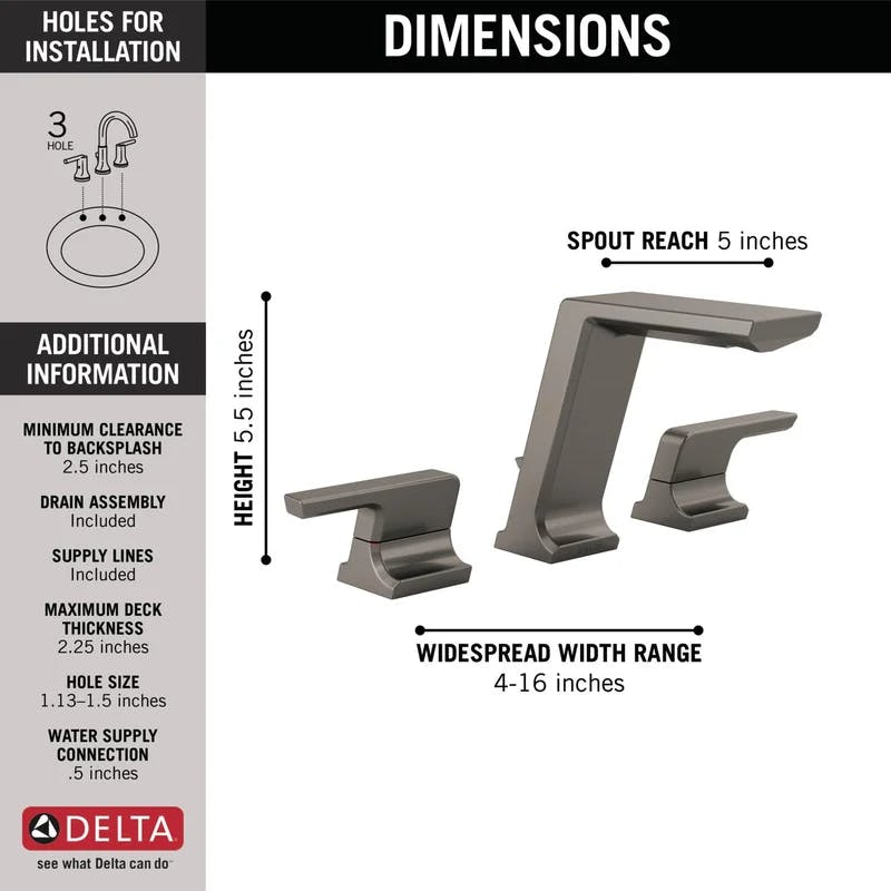 Pivotal 16" Stainless Steel Modern Widespread Bathroom Faucet