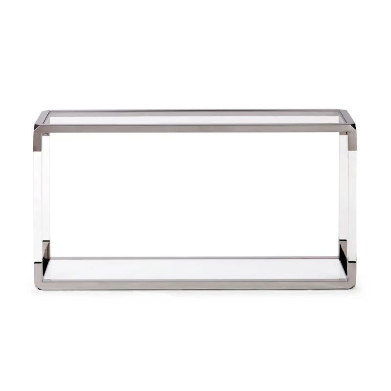 Jasper 55'' Airy Modern Console Table with White Glass Shelf