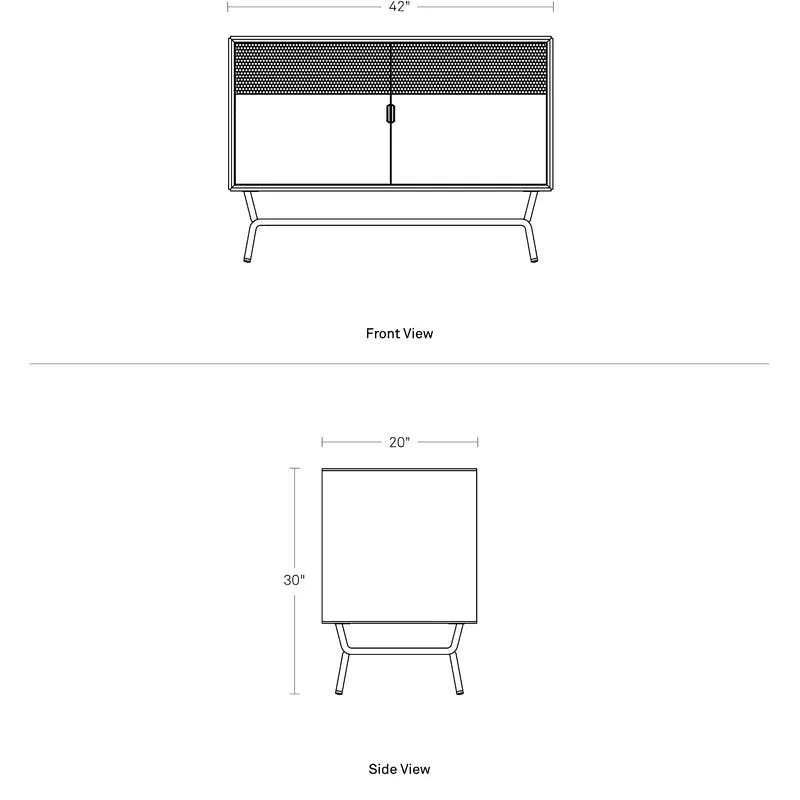 Dang 42" White Perforated Steel TV Stand with Brass Details